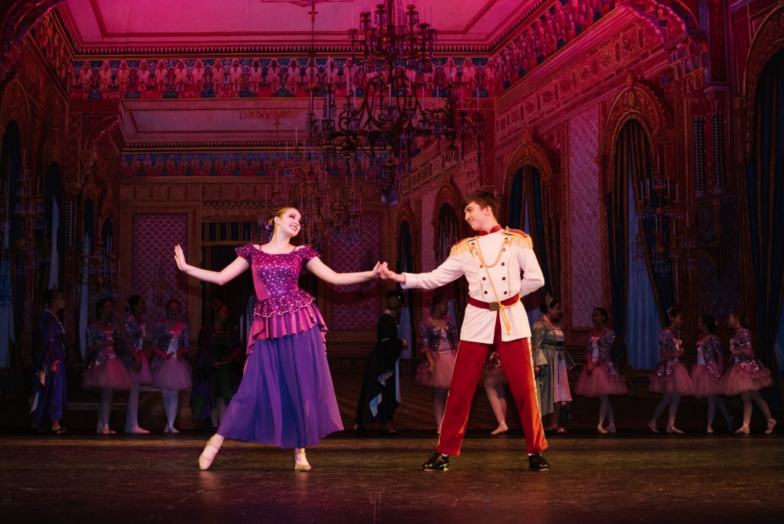 Elegant ballroom dance performance in theater
